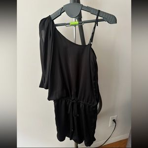 Black satin romper